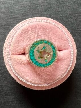 Sterling silver turquoise inlay signet ring